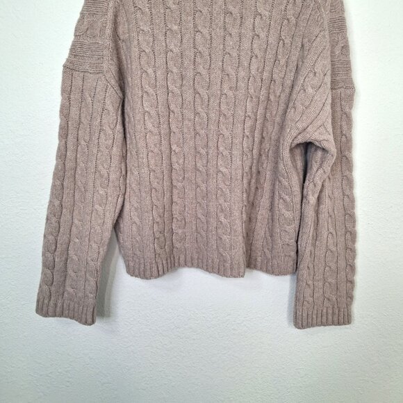 Abercrombie & Fitch Cable Sweater Sz M Oversized Notch-Neck Preppy Boho Neutral - Picture 9 of 13